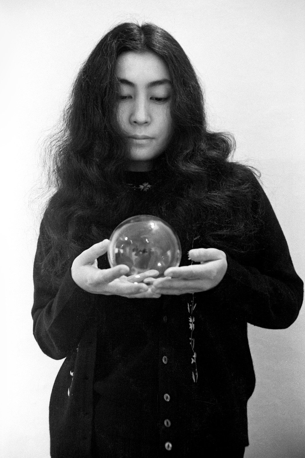 Clay Perry, Yoko Ono (with glass sphere), [Detail], 1967/2020. Courtesy of England & Co