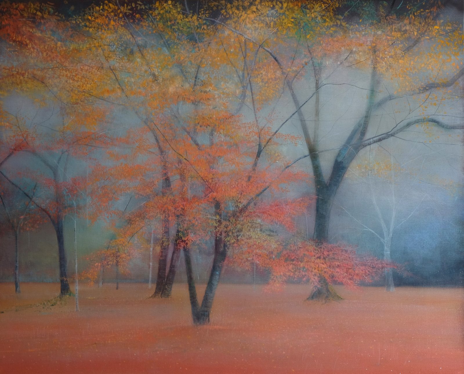 Thomas Lamb, Trees in Autumn, 2019. Oil on linen, 110 x 90cm. Courtesy of Browse & Darby.