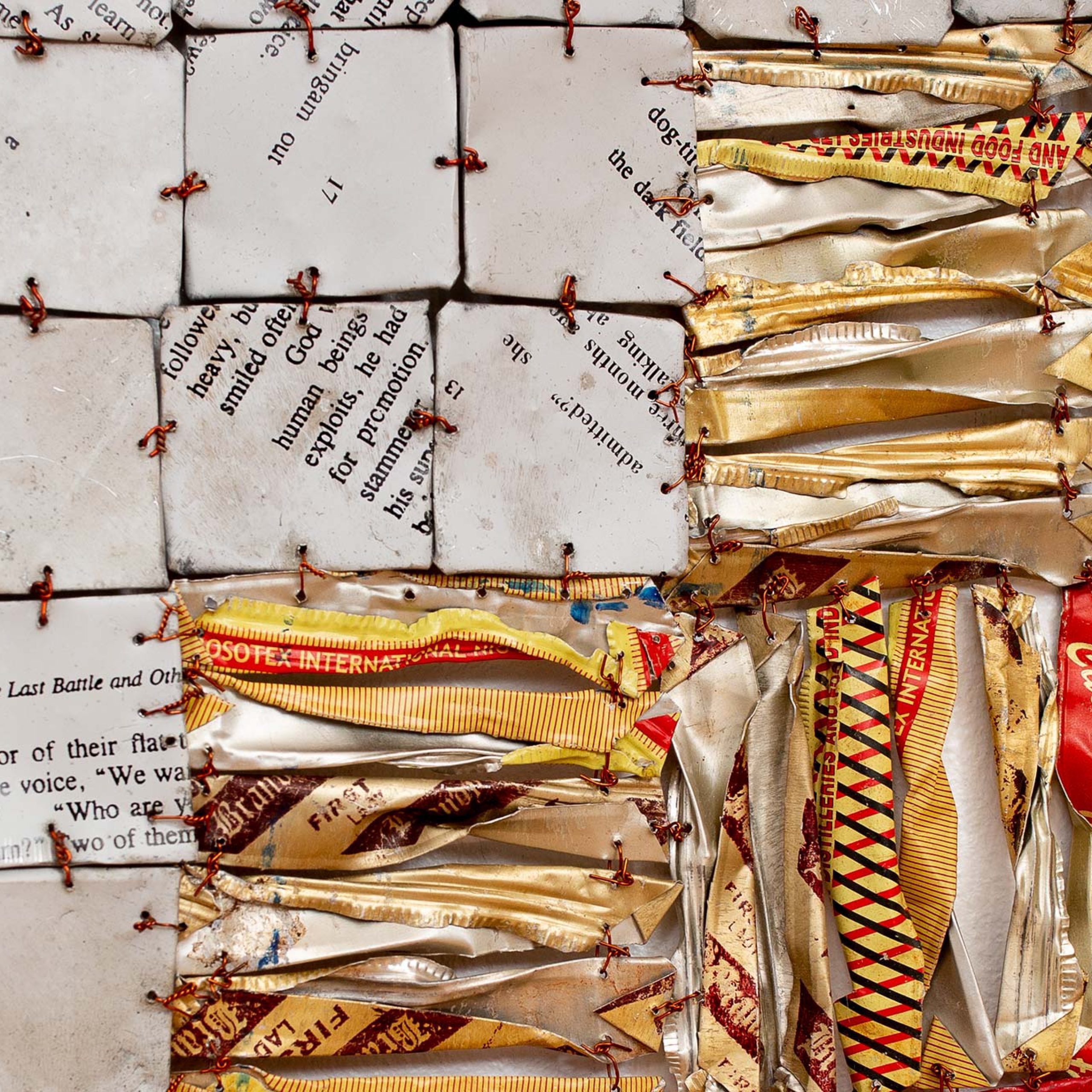 El Anatsui, When a gate closes (detail), 2023. Courtesy of October Gallery