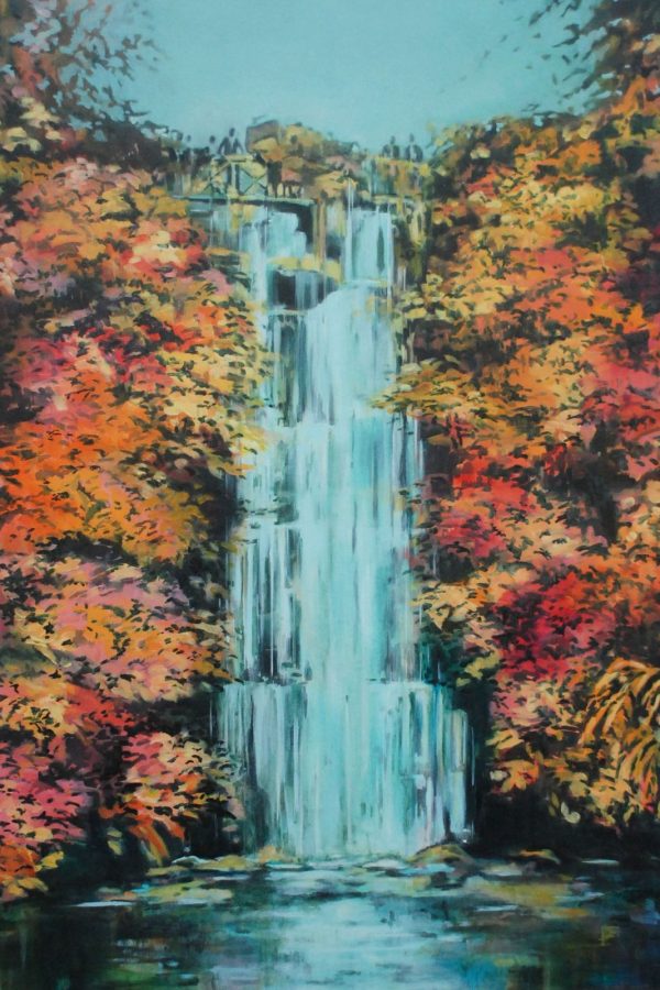 Annette Pugh, Waterfall Roundhay (Tinted) [Details], 2019. Courtesy of Gala Fine Art