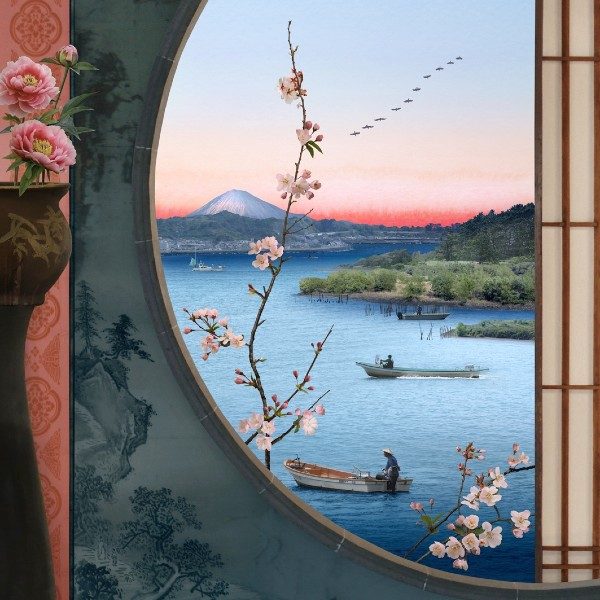 Emily Allchurch, Picture Window (after Hiroshige), 2020. 116.4 x 81.5cm. Courtesy of GBS Fine Art.